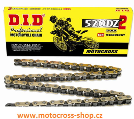 DID 520 DZ2G&B, zlatý, MX, spona normál.