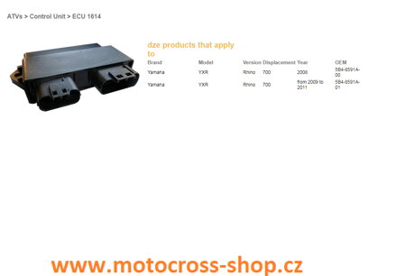 DZE MODUŁ / STEROWNIK SILNIKA ECU YAMAHA YXR 700 RHINO '08-'11 (OEM 5B4-8591A-00, 5B4-8591A-01)
