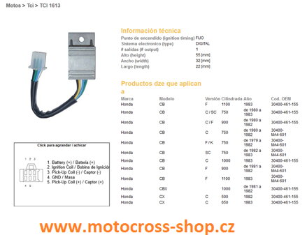 DZE MODUŁ ZAPŁONU CDI HONDA CB 650/750/900/1100F, CBX 1000 (30400-461-155)