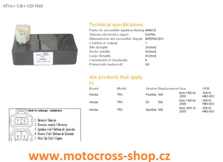 DZE MODUŁ ZAPŁONU CDI HONDA TRX300 EX 93-05 (30410-HM3-003)