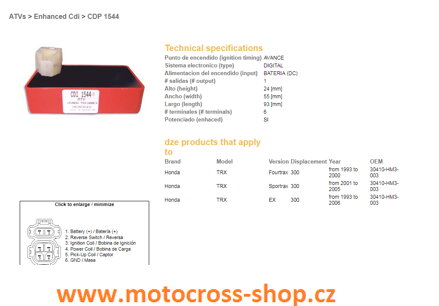 DZE MODUŁ ZAPŁONU CDI HONDA TRX300 FOURTRAX 93-00, EX 93-06, SPORTRAX 01-05