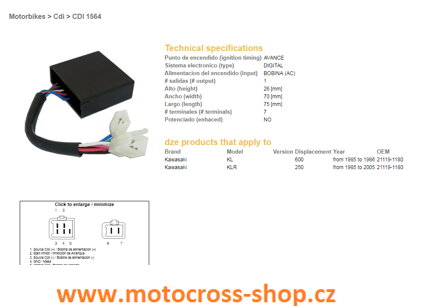 DZE MODUŁ ZAPŁONU CDI KAWASAKI KLR250 85-05, KLR600 85-86 (21119-1180)