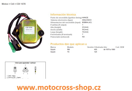 DZE MODUŁ ZAPŁONU CDI SUZUKI TS125, RM400 79-80