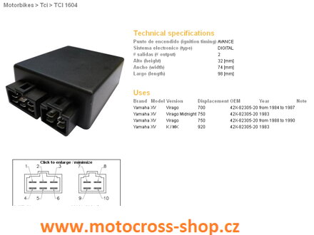 DZE MODUŁ ZAPŁONU CDI YAMAHA XV750 VIRAGO 84-90, XV920 83, XV700 '84-'87 (42X-82305-20)