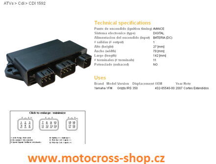 DZE MODUŁ ZAPŁONU CDI YAMAHA YFM 350 GRIZZLY '07-'11 (OEM:4S2-85540-00-00)