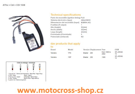 DZE MODUŁ ZAPŁONU CDI YAMAHA YFS200 BLASTER 90-02