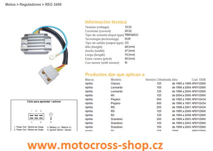 DZE REGULATOR NAPIĘCIA APRILIA PEGASO 600/650 90-95, RS125 95-09 (20A), LEONARDO, SCARABEO (ESR087)
