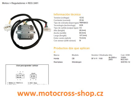 DZE REGULATOR NAPIĘCIA HONDA CB1100 SF (X11) 00-03 (31600-MCC-601) (SH579C-12) (12V/35A)