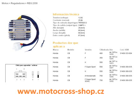 DZE REGULATOR NAPIĘCIA HONDA CB750 FOUR 69-78, CB350/400/500/550 FOUR 71-78 (ESR240)