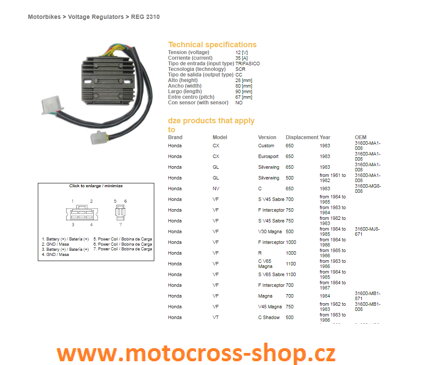 DZE REGULATOR NAPIĘCIA HONDA CX/VF/VT 81-87 (ESR650)