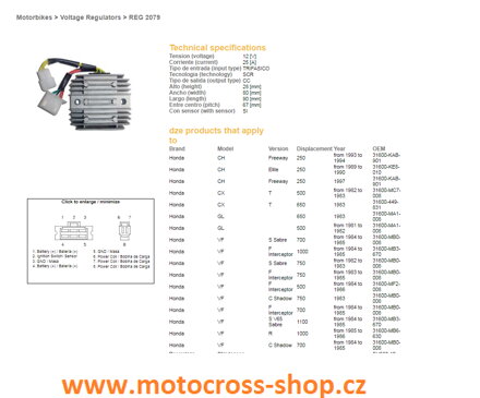 DZE REGULATOR NAPIĘCIA HONDA CX500/650, GL500/650, VF750/1000, VF1100S (SH541-12) (ESR650,ESR749,RGU-103)