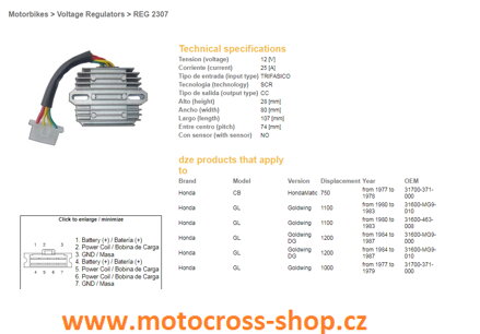 DZE REGULATOR NAPIĘCIA HONDA GL1100 80-83, GL1200 84-87 (ESR290)