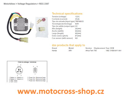DZE REGULATOR NAPIĘCIA HONDA XRV750 AFRICA TWIN 92 (31600-MV1-941) (35A)