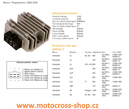 DZE REGULATOR NAPIĘCIA KAWASAKI KLR650 87-07, KMX125 86-03, KLR250 87-05 (ESR246)