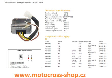 DZE REGULATOR NAPIĘCIA KAWASAKI KZ250/440/650, KZ750LTD TWIN 80-82