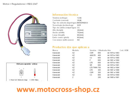 DZE REGULATOR NAPIĘCIA KAWASAKI KZ440 LTD 79-83, KZ650 CSR/C/SR/LTD 78-84 (JEDNOFAZOWY)