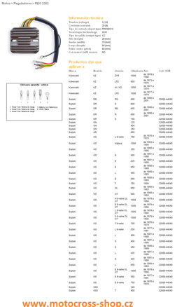 DZE REGULATOR NAPIĘCIA KAWASAKI KZ900/1000 73-80, SUZUKI GS250/400/450/550/650/750/1000 (ESR100,ESR090)