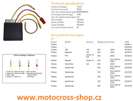 DZE REGULATOR NAPIĘCIA POLARIS 400/500/600/700 SPORTSMAN SCRAMBLER 03-04 (OEM:4010796, 2203638)