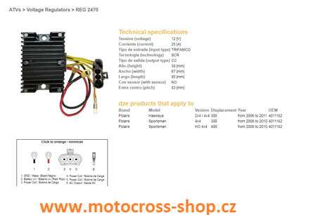 DZE REGULATOR NAPIĘCIA POLARIS SPORTSMAN 300/400 '08-'10, HAWKAYE 300 '06-'11 (4011182)