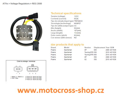 DZE REGULATOR NAPIĘCIA POLARIS SPORTSMAN 550 '09-'10, 850 '09-'10 (40111636) MOSFET - 50A