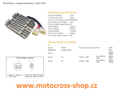 DZE REGULATOR NAPIĘCIA SUZUKI DL1000 V-STORM '02-'12 12V 35A (32800-06G01, 32800-06G00) (ESR539) (RX41)