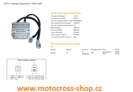 DZE REGULATOR NAPIĘCIA SUZUKI LT-A 700 KING QUAD 05-07 (32800-41F10), MOSFET (50A)
