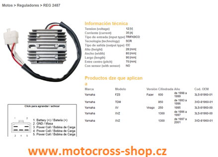DZE REGULATOR NAPIĘCIA YAMAHA FZS600 FAZER 98-99, TDM850 93-96, XVZ1300 95-01 (35A) (ESR360)