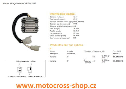 DZE REGULATOR NAPIĘCIA YAMAHA XT600Z TENERE 83-86 (34L-81960-A0) (SH522G-12)
