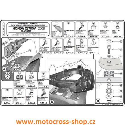 Nosič kufru HONDA XL 700V TRANSALP (08-13) 