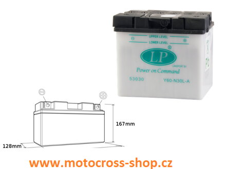 LANDPORT AKUMULATOR Y60-N30L-A 12V 30AH 187X130X170 (G60N30LA) OBSŁUGOWY - ELEKTROLIT OSOBNO (2) UE2019/1148
