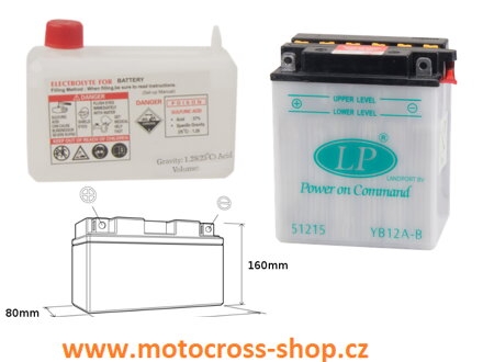 LANDPORT AKUMULATOR YB12A-B 12V 12AH 134X80X160 OBSŁUGOWY - ELEKTROLIT OSOBNO (4) UE2019/1148