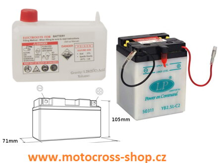 LANDPORT AKUMULATOR YB2,5LC2 12V 81X71X106 (HONDA MTX80-HD06) OBSŁUGOWY - ELEKTROLIT OSOBNO (4) UE2019/1148