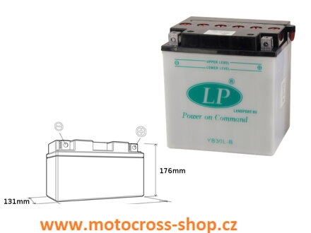 LANDPORT AKUMULATOR YB30L-B 12V 30AH 168X132X176 HARLEY DAVIDSON, POLARIS 600/700OBSŁUGOWY - BEZ ELEKTROLITU (2)