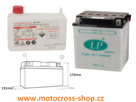 LANDPORT AKUMULATOR YB30L-B 12V 30AH 168X132X176 HARLEY DAVIDSON, POLARIS 600/700 OBSŁUGOWY - ELEKTROLIT OSOBNO (4) UE2019/1148