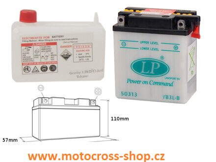LANDPORT AKUMULATOR YB3L-B 12V 3AH 99X57X111 OBSŁUGOWY - ELEKTROLIT OSOBNO (4) UE2019/1148