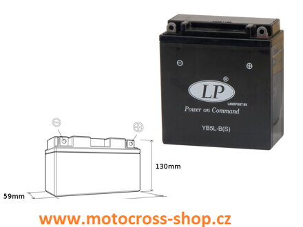 LANDPORT AKUMULATOR YB5L-B (S) (SLA) 12V 5AH 121X61X131 (12N5-3B) BEZOBSŁUGOWY - ZALANY (12) = YB53 L (YB5-3)