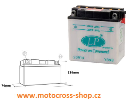 LANDPORT AKUMULATOR YB9-B 12V 9AH 137X76X140 (12N9-4B-1) OBSŁUGOWY - ELEKTROLIT OSOBNO (4) UE2019/1148