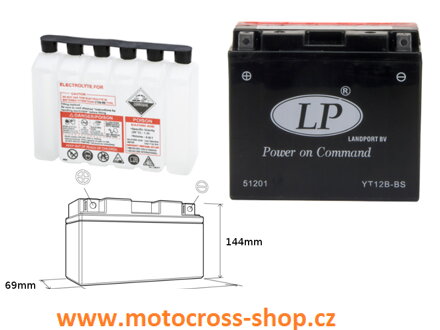 LANDPORT AKUMULATOR YT12B-BS 12V 11AH 151X70X130 BEZOBSŁUGOWY - ELEKTROLIT OSOBNO (4) UE2019/1148