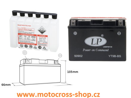 LANDPORT AKUMULATOR YT9B-BS 12V 8AH 150X70X105 BEZOBSŁUGOWY - ELEKTROLIT OSOBNO (6) UE2019/1148