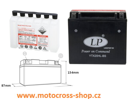 LANDPORT AKUMULATOR YTX20HL-BS 12V 18AH 175X87X155 BEZOBSŁUGOWY - ELEKTROLIT OSOBNO (2) UE2019/1148