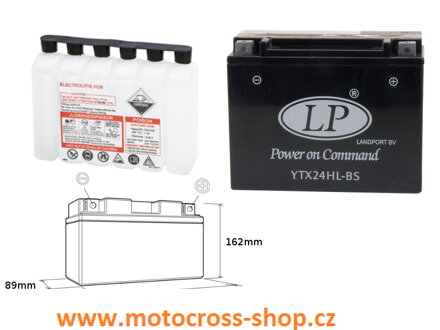 LANDPORT AKUMULATOR YTX24HL-BS 12V 24AH 205X87X162 BEZOBSŁUGOWY - ELEKTROLIT OSOBNO (2) UE2019/1148