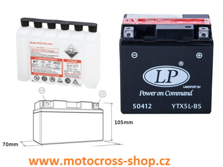 LANDPORT AKUMULATOR YTX5L-BS 12V 4AH 114X71X106 BEZOBSŁUGOWY - ELEKTROLIT OSOBNO (8) UE2019/1148