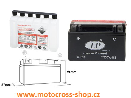 LANDPORT AKUMULATOR YTX7A-BS 12V 6AH 152X88X94 (GTX7ABS) BEZOBSŁUGOWY - ELEKTROLIT OSOBNO (6) UE2019/1148